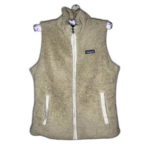 Tan Khaki Patagonia Fleece Vest Zip Up ( Large ) Hiking Walk Outdoors Comfy